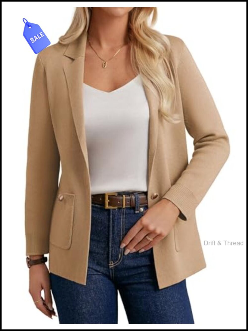 GRACE KARIN Women's Knit Blazer Business Casual Sweater Blazer with Pockets